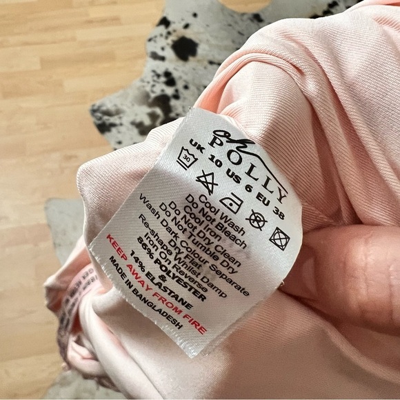 OH POLLY Charm Me Ruched Asymmetric Mini Dress in Blush Size‎ 6 NWOT - Picture 7 of 10